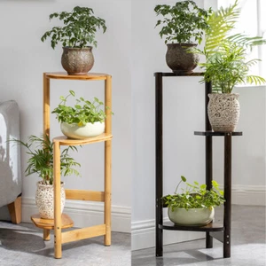 Simplicity Bamboo Plant Stand 3 Tier Corner Plant Display Shelves Garden Outdoor - Picture 1 of 18
