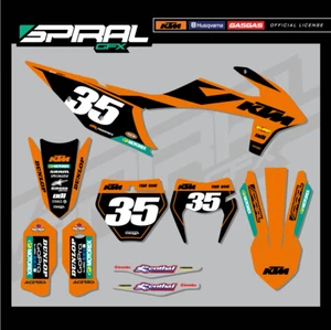 Custom MX Graphics Kit KTM SX SXF 125 250 350 450 TLD Orange Blackout - Picture 1 of 5