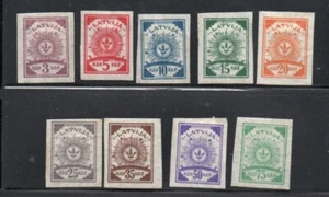Latvia Sc 9-19 1919 Coat of Arms imperf stamp set on pelure paper mint - Picture 1 of 1