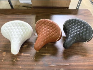 Bicycle Beach Cruiser Seat Diamond Pattern White Black Brown - Picture 1 of 5