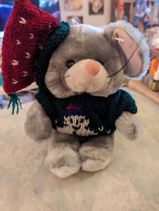 Fine Toy Co. 10" Peluche Navidad Ratón Peluche con Sombrero y Suéter de Navidad NUEVO - Imagen 1 de 6