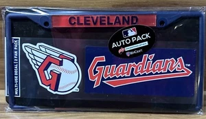 CLEVELAND Guardians Metal License Plate Frame And One 3”x 10” Metallic Decal - Picture 1 of 5