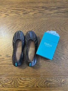 Tieks Chocolate Brown Patent Ballet Flats Size 8 With Box/flower Great Condition - Picture 1 of 12