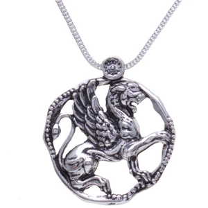 Double Sided Stainless Steel Gold Silver Winged Lion Necklace Chain Pendant Gift - Picture 1 of 4