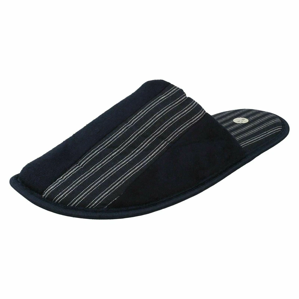 Hombres Spot On Azul Marino/Negro Pantuflas Zapatillas: X2118 - Imagen 1 de 1