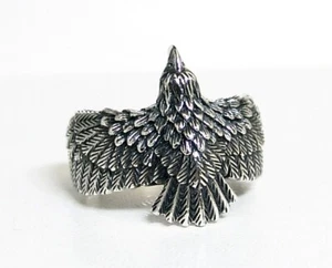 Sterling Silver Eagle Ring Men's Oxidized Size 10 Gram weight 7.1 - Picture 1 of 3