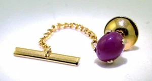 14Kt Yellow Gold 9x7 Oval Natural  Ruby Cab Gemstone Gemstone Tie Tack EBS5578 - Picture 1 of 1