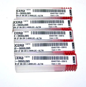 (5) 1.60mm (.0630") 2 FLUTE CARBIDE ENDMILL STUB BALL ALTIN COATED 1635-0630L095 - Picture 1 of 2