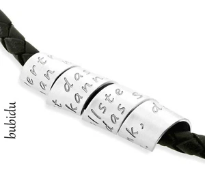 Cadena de cuero grabado colgante envoltura cadena familiar cadena refrán plata de ley 925 - Imagen 1 de 3