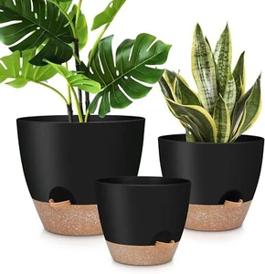 12" 10" 9" Large Self Watering Plant Pots, 3 Pack Flower Pots Planters with - Picture 1 of 8