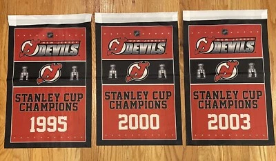 New Jersey Devils NHL Stanley Cup Champions 3 pancartas/banderas 18,5" x 11,5" Foto 1 de 4