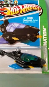 Batcopter Batman Hot Wheels NEW 2012 Factory Sealed 64/250 Black Blue Helicopter - Bild 1 von 5