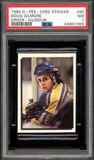 1984-85 OPC O PEE CHEE Sticker #60 Doug Gilmour Err Rookie Blues Leafs PSA 7 NM