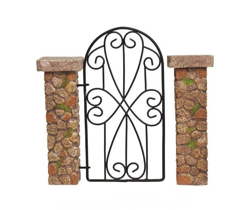Pick de puerta de jardín de hadas en miniatura con pilares de adoquines y puerta de metal - Compra 3 ahorra Foto 1 de 1