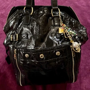Yves Saint Laurent Patent Croc Embossed Leather Downtown Sac Rive Gauche Handbag - Picture 1 of 24
