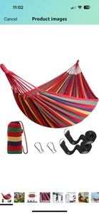 Anyoo Cotton Hammock Indoor Outdoor Portable Sturdy Garden Tree Straps 660lbs - Picture 1 of 11