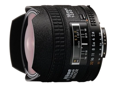 Nikon AF FX Fisheye-NIKKOR 16mm f/2.8D Fixed Lens +Auto Focus for Nikon DSLR Cam - Image 1 of 2