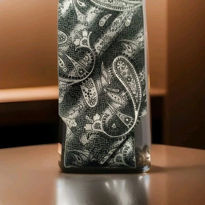 Corbata Steven By Steven Land Paisley negra y plateada hecha a mano Foto 1 de 4