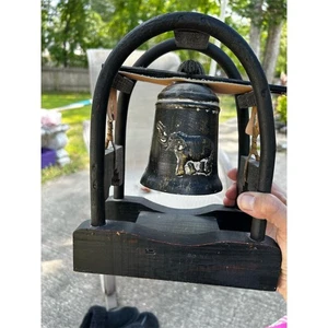 Vintage Bronze Elefant Glocke auf Holzständer Deko Sammlerstück - Bild 1 von 8