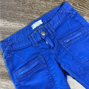 Free People Utility Skinny Jeans Royal Blue Stretch Low Rise Zip Pocket Moto 26" - Picture 1 of 7