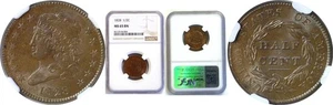 1828 13 Stars 1/2C Half Cent NGC MS-65 BN - Picture 1 of 3