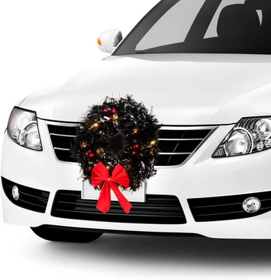 Christmas Wreath for Car, Truck, or SUV with LED Lights, Car Grille Decor - Image 1 of 4
