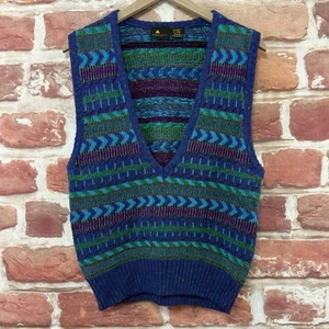 Vintage Liz Sport Sweater Vest Womens L Multicolor Wool Blend Casual Career - Picture 1 of 8