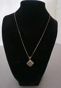 Celtic Knot Silver Tone  Pendant in a Diamond Shape With Chain - Picture 1 of 4