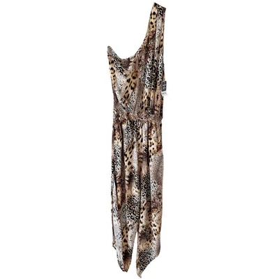 Bar III Safari Fling 单肩连身裤动物印花中号休闲海滩 — 第 1/4 张图片