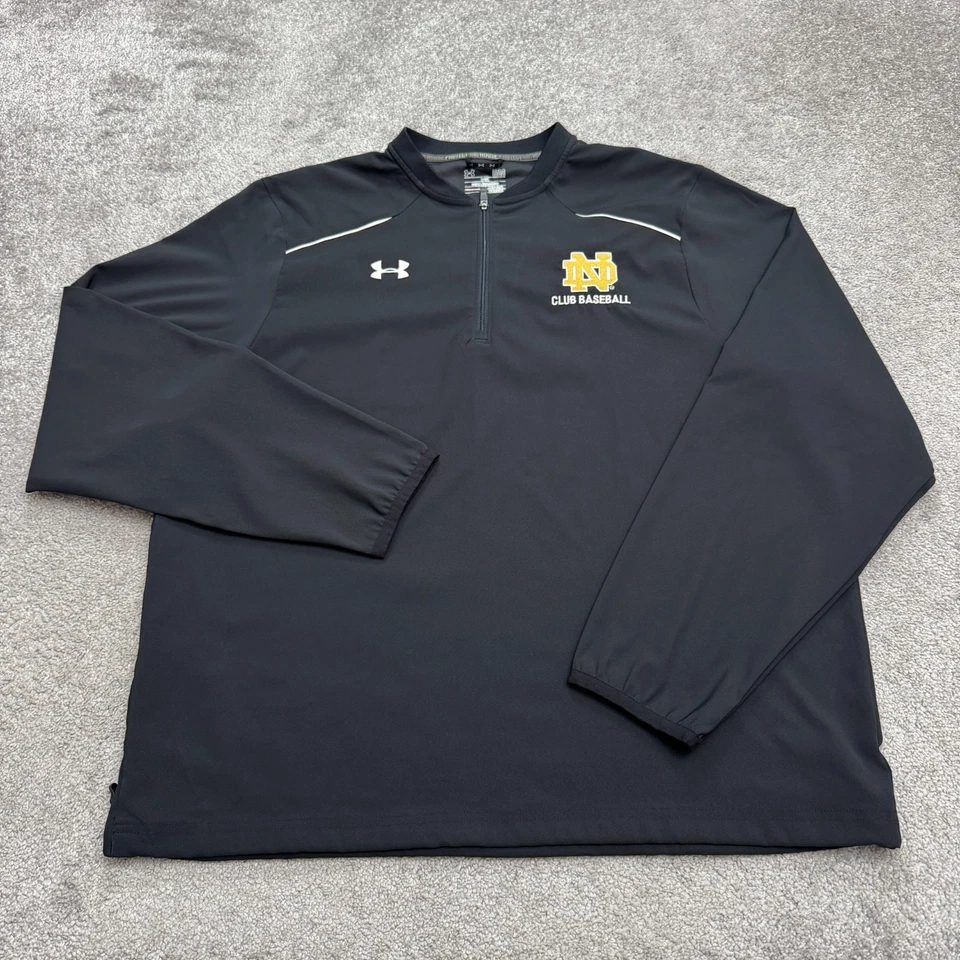 Chaqueta Under Armour Notre Dame Baseball Cage 1/4 Cremallera Hombres Grande Negra Activa NCAA Foto 1 de 4