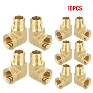 Nuovo raccordo tubo ottone 90 gradi gomito strada ottone 1/4" NPT connettore tubo 10X - Foto 1 di 11