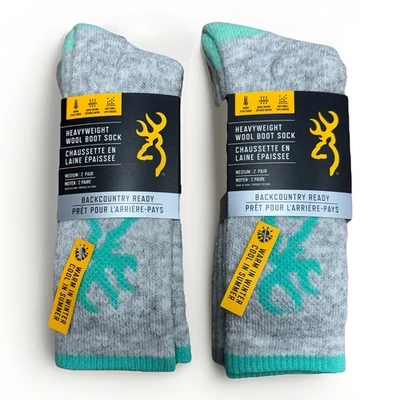 Browning Women's Rowan Heavyweight Wool Boot Socks 4 PAIRS M/6-10 Hunting Grey - Image 1 of 4