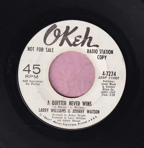 Larry Williams & Johnny Watson " A Quitter Never Wins" Okeh Demo Northern Listen - Picture 1 of 2