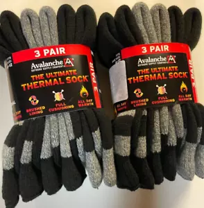 Avalanche-Ultimate Thermal Sock-Men's Size 6-12 Black/Gray 6 Pairs - Picture 1 of 1