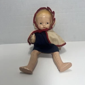 Vintage Verbundpuppe klein 11 Zoll *lesen* Rotkäppchen? Verbundkörper verbunden - Bild 1 von 9