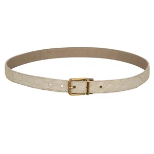 Dolce & Gabbana Metal Buckle Vintage Crocodile Leather Belt White Gold 85 34 - Picture 1 of 4