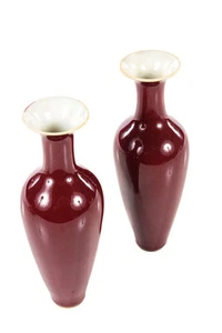 Chinesisches antikes Paar schöne schmale Flammenvasen - signiert - Bild 1 von 5