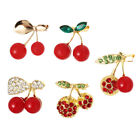 5 Pcs Cherry Brooch Breast Pin Vintage Jewelry Rhinestones Cute