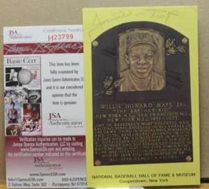 TARJETA POSTAL PLACA DORADA SALÓN DE LA FAMA "WILLIE MAYS" (JSA) - Imagen 1 de 2