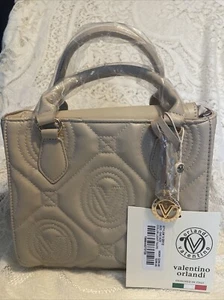 Valentino Orlandi Light Taupe Quilted Monogram Handbag Crossbody New - Picture 1 of 20