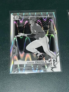 2021 Bowman Draft Chrome Aaron Zavala BLACK/WHITE RAYWAVE REFRACTOR - Picture 1 of 1