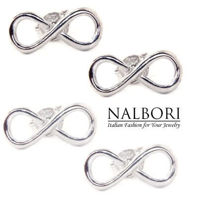 orecchini tutto argento 925 infinito piccoli donna ragzza perno e farfallina - Immagine 1 di 3
