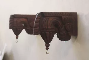 Staffa da parete in legno corbel coppia lampada pianta gancio Bodhil vintage arredamento casa - Foto 1 di 6