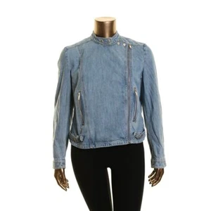 LAUREN RALPH LAUREN NEW Women's Denim Front-zip Motorcycle Jacket Top TEDO - Picture 1 of 2