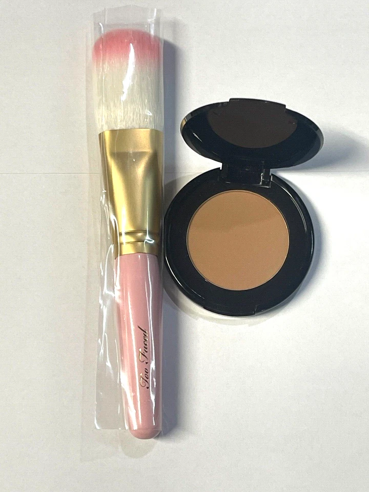 Too Faced Lot Of 2- 1 Chocolate Soleil Medium/Deep Matte Bronzer Mini & 1 Brush - Image 1 of 1