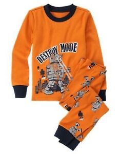 Gymboree Infant Baby Boy 6-12 months Orange Robot Gymmies Pajamas Sleepwear NEW