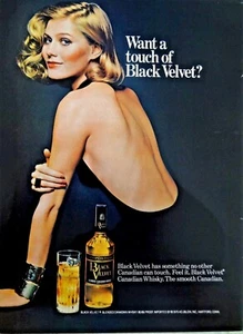 Black Velvet Canadian Whiskey Vintage 1975 Sexy Blond Print Ad - Bild 1 von 1