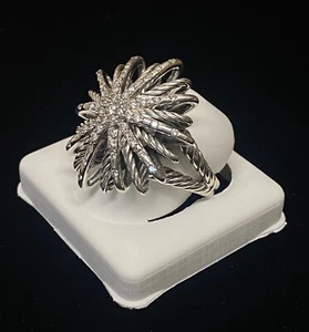 David Yurman Sterling Silver Large Starburst Ring With diamonds Size 7.75 - Picture 1 of 9