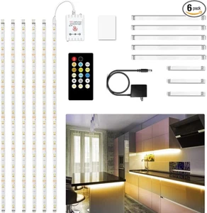 Under Cabinet Lights, 6 PCS Dimmable LED Strips with/ Remote, 2700K-6500K, 9.8ft - Picture 1 of 8