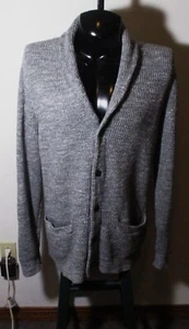 Men's ABERCROMBIE & FITCH Gray Heavy Cotton Cardigan Sweater Size L - Picture 1 of 6